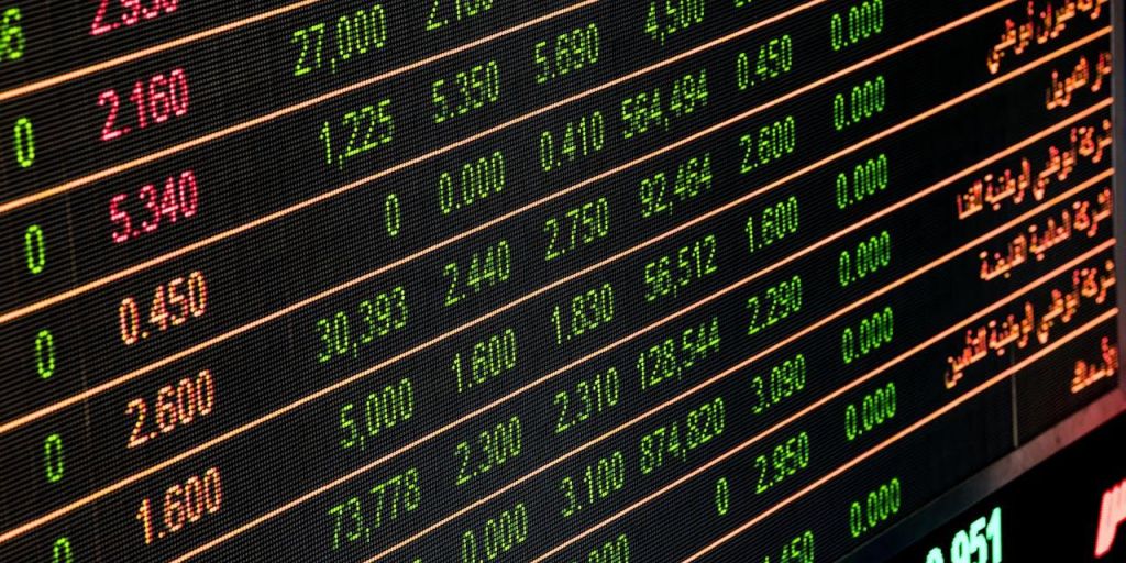 Numbers on stock exchange monitor